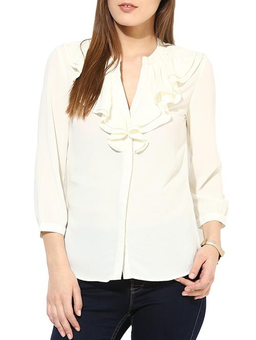 cream crepe top - 10306464 - Very Small Image - 1