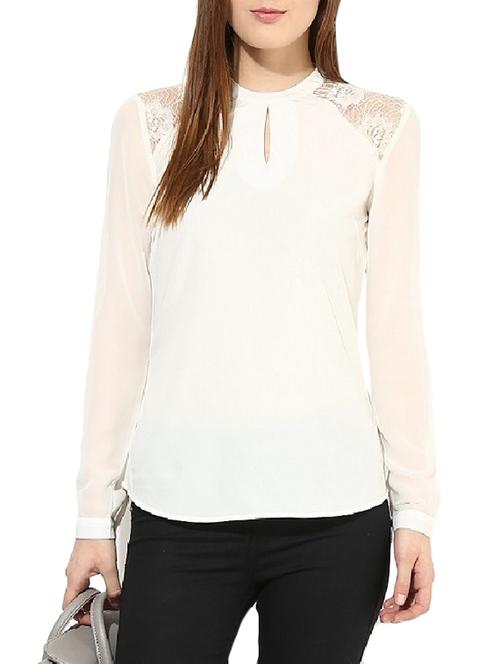 cream georgette top - 10306471 - Very Small Image - 1