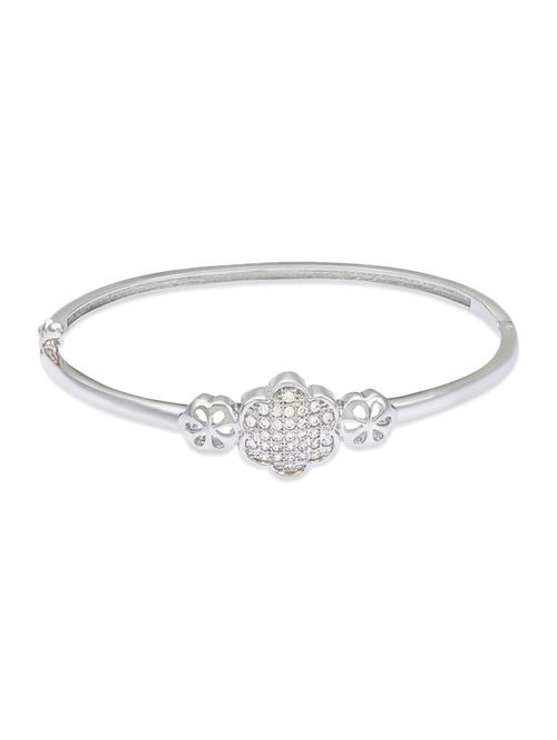silver , white cz bangle - 10306747 - Very Small Image - 1
