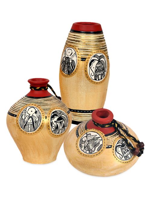Light Gold Terracotta Vases Set - 1031016 - Very Small Image - 1