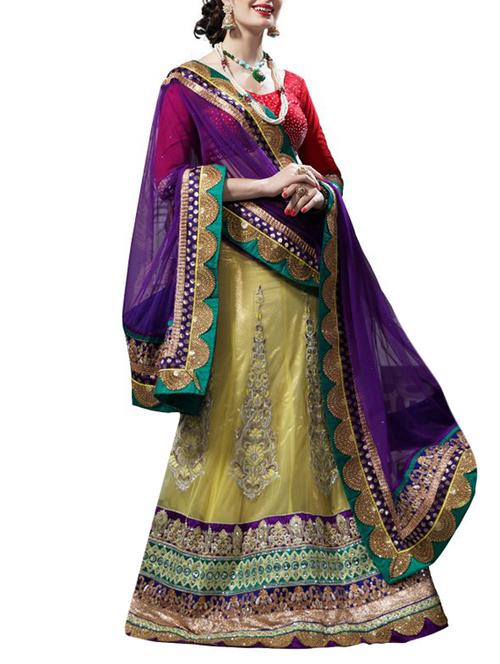 multicolor net lehenga - 10314739 - Very Small Image - 1