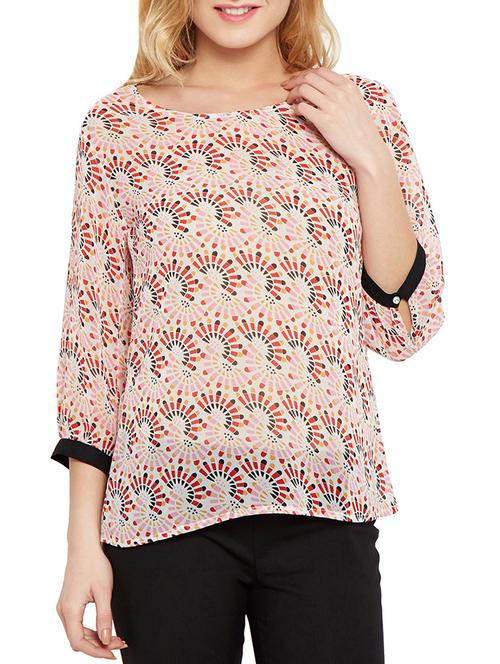 the vanca red printed georgette top - 10315153 - Very Small Image - 1