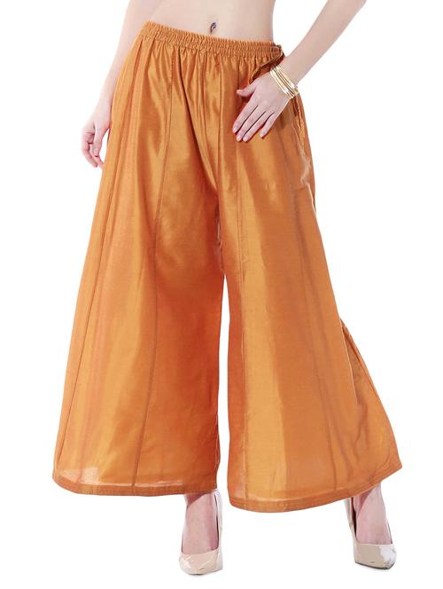 Kaanchie Nanggia Solid rust cotton silk kalidar palazzos - 10315461 - Very Small Image - 1