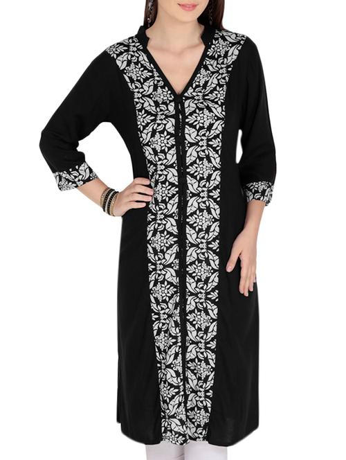 azira black straight rayon kurta - 10317551 - Very Small Image - 1