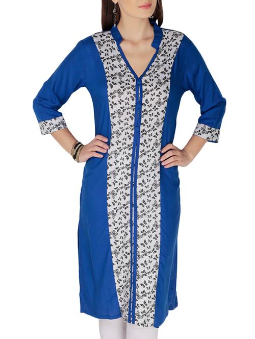 azira blue straight rayon kurta - 10317560 - Very Small Image - 1
