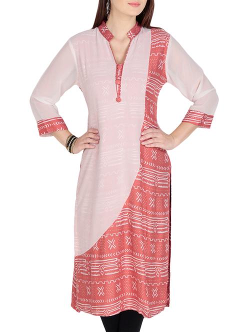 azira peach straight rayon kurta - 10317564 - Very Small Image - 1