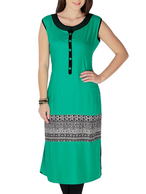 azira green straight rayon kurta - 10317565 - Very Small Image - 1
