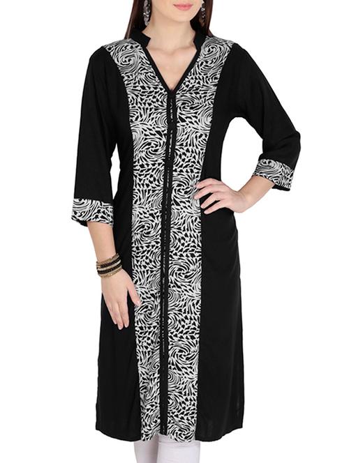 azira black straight rayon kurta - 10317571 - Very Small Image - 1