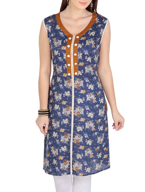 azira blue straight rayon kurta - 10317572 - Very Small Image - 1