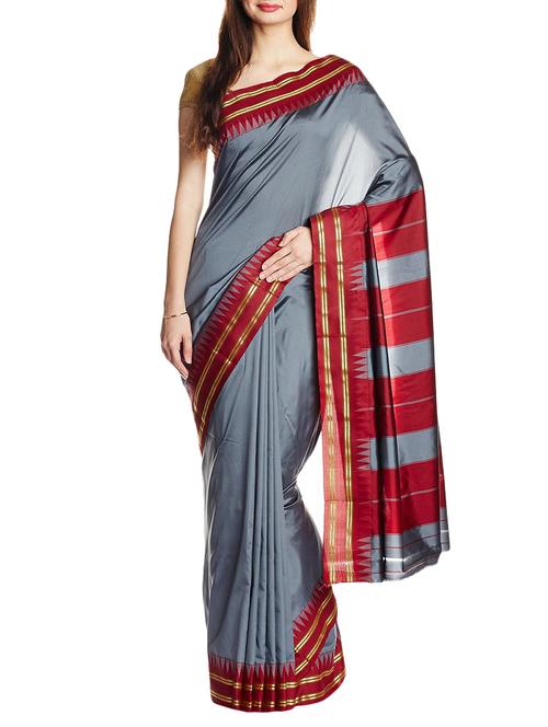 grey poly cotton saree - 10319360 - Very Small Image - 1