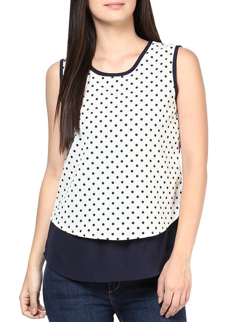 cream crepe top - 10328101 - Very Small Image - 1