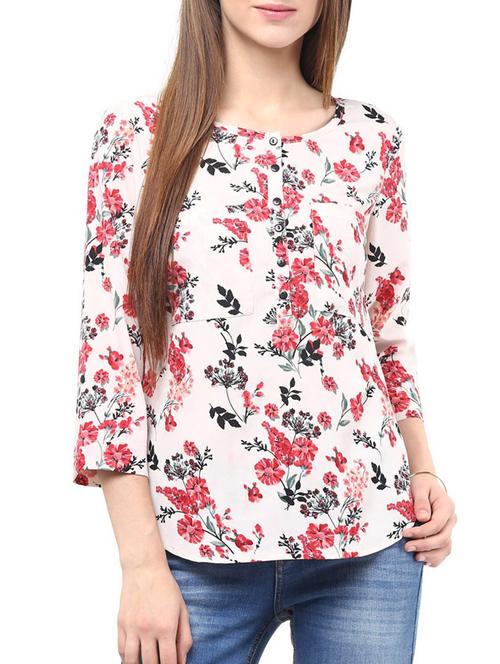 cream crepe top - 10328149 - Very Small Image - 1