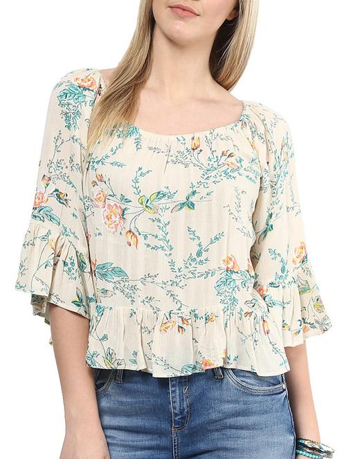 cream viscose top - 10328191 - Very Small Image - 1