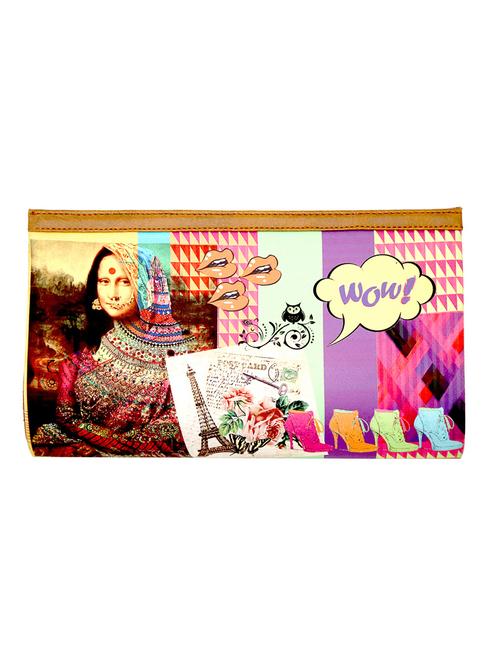 multi printed leatherette sling clutch - 10334876 - Very Small Image - 1