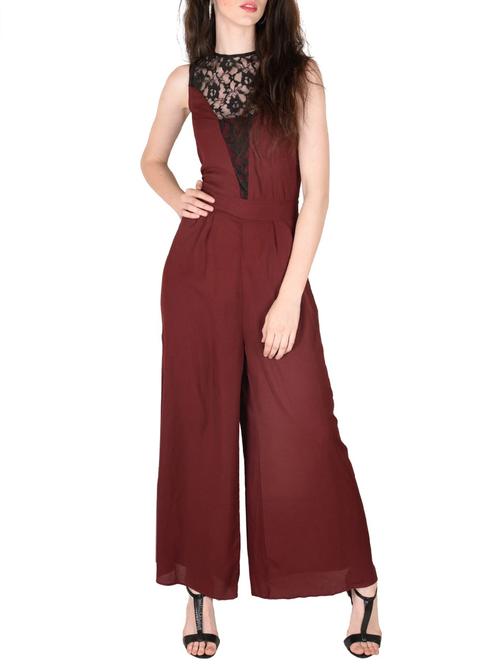 brown polyester full leg  jumpsuit - 10338840 - Very Small Image - 1