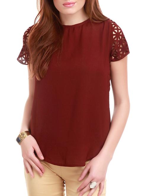maroon poly cotton regular top - 10338933 - Very Small Image - 1