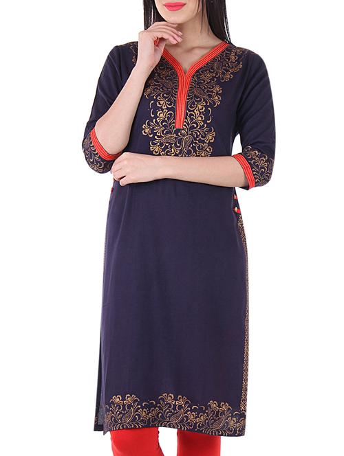 blue rayon kurta - 10342012 - Very Small Image - 1