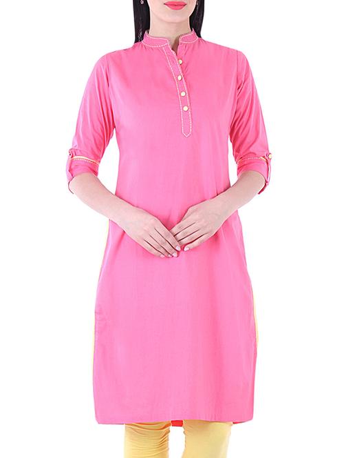 pink straight kurta - 10342044 - Very Small Image - 1