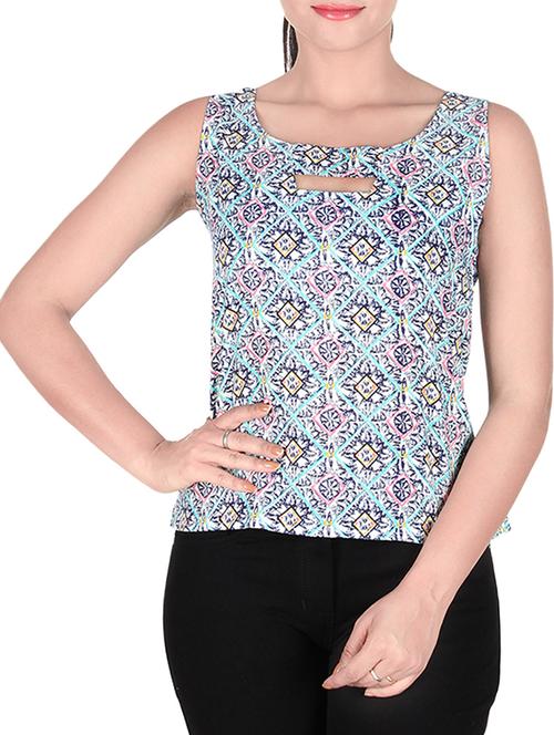 sanchey blue printed square cut top - 10342811 - Very Small Image - 1