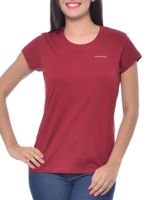 dark maroon cotton regular tshirt - 10346480 - Very Small Image - 1