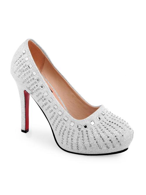 silver leatherette pumps - 10348017 - Very Small Image - 1