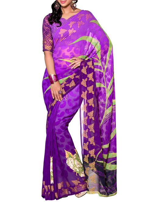 varni fabrics orange viscose saree  - 10351057 - Very Small Image - 1