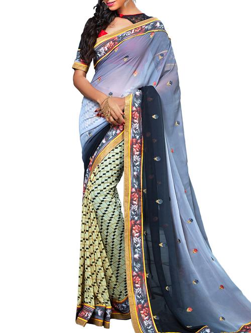 varni fabrics purple georgette saree  - 10351072 - Very Small Image - 1