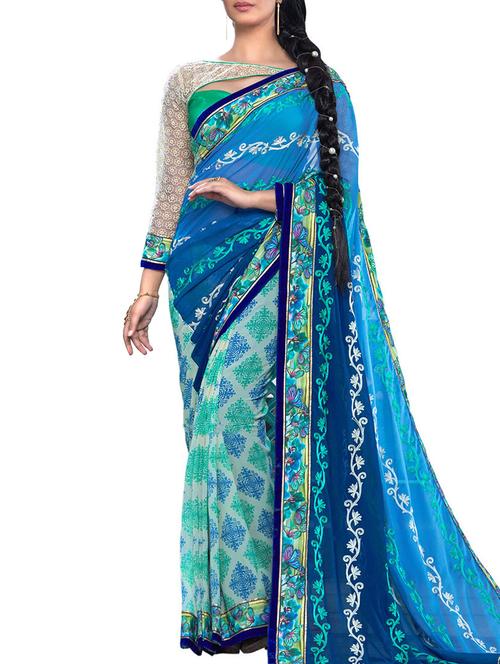 varni fabrics beige georgette saree  - 10351081 - Very Small Image - 1