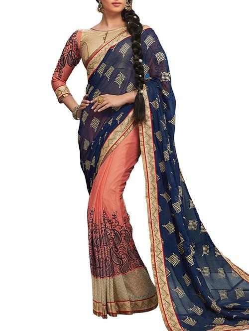 varni fabrics red georgette saree  - 10351085 - Very Small Image - 1