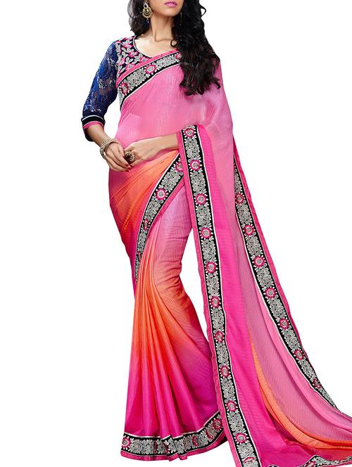varni fabrics pink crepe saree  - 10351090 - Very Small Image - 1