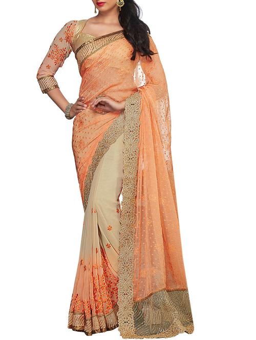 varni fabrics pink georgette saree  - 10351094 - Very Small Image - 1