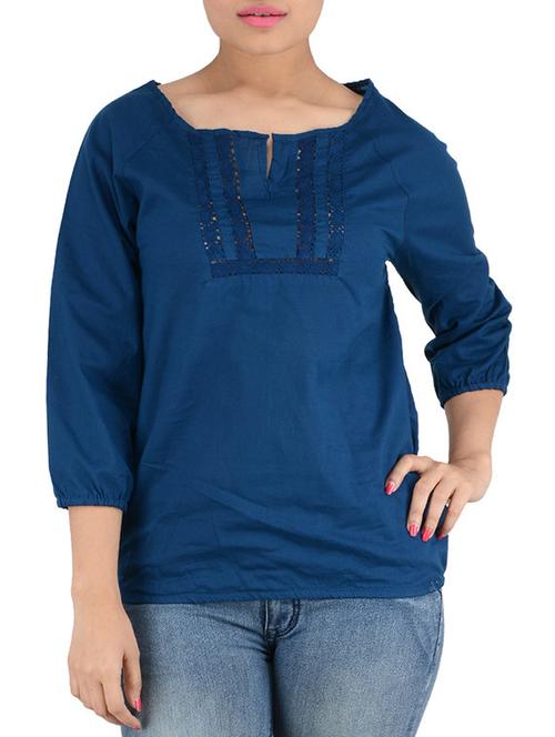 navy blue cotton top - 10355002 - Very Small Image - 1