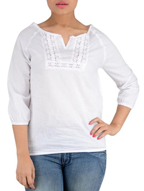 solid white cotton top - 10355003 - Very Small Image - 1