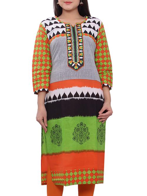 orangecolor cotton straight kurta - 10355099 - Very Small Image - 1