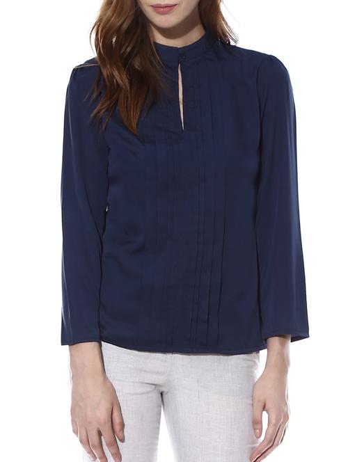 blue color pleated top - 10358525 - Very Small Image - 1