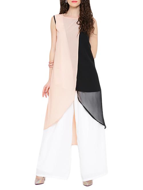 pink,black georgette kurta - 10358541 - Very Small Image - 1