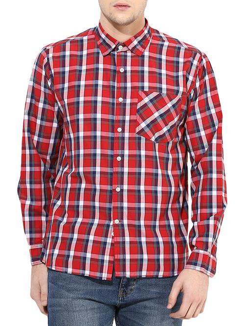 red cotton casual shirt - 10358916 - Very Small Image - 1