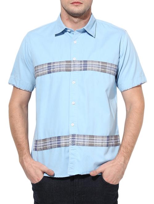 blue cotton casual shirt - 10358931 - Very Small Image - 1