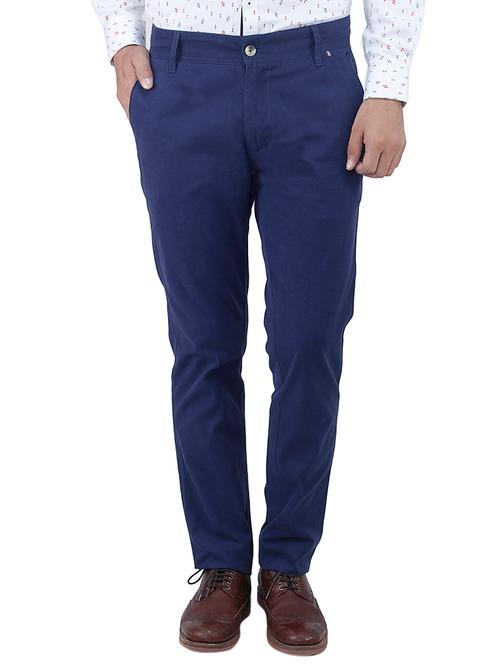 blue colored, cotton casual trouser - 10358977 - Very Small Image - 1
