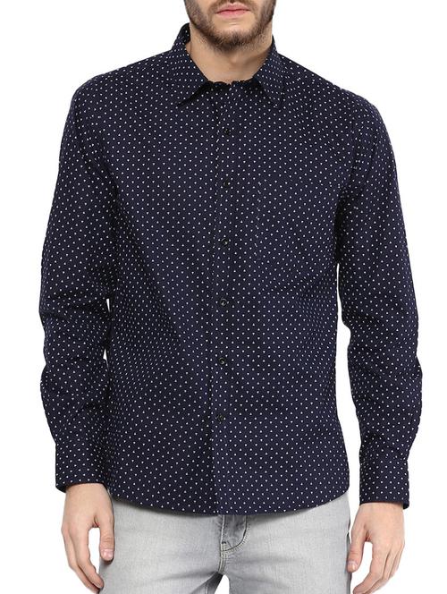 blue colored, cotton casual shirt - 10359124 - Very Small Image - 1