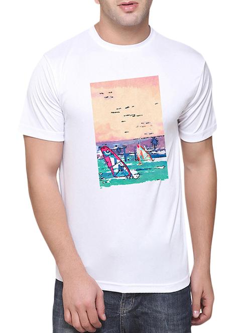 white colored , cotton digital printed tee- shirt - 10359267 - Very Small Image - 1