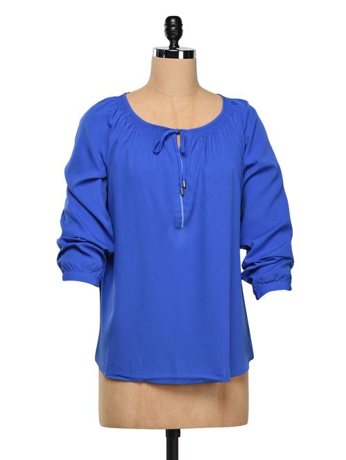 royal blue plain crepe top - 1036050 - Very Small Image - 1
