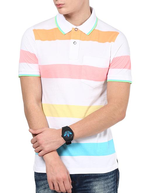 multi colored, cotton yarn dyed stripes polo t- shirt - 10362714 - Very Small Image - 1
