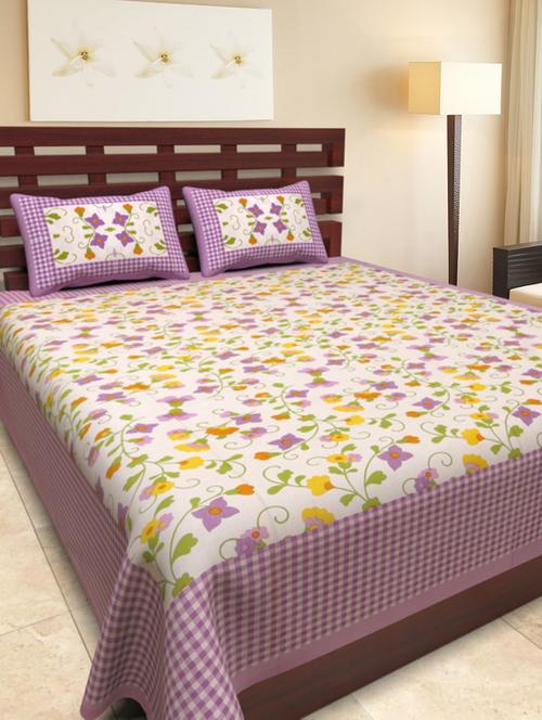 cotton jaipuri traditional double bedsheet with 2 pillwo cover - 10364328 - Very Small Image - 1