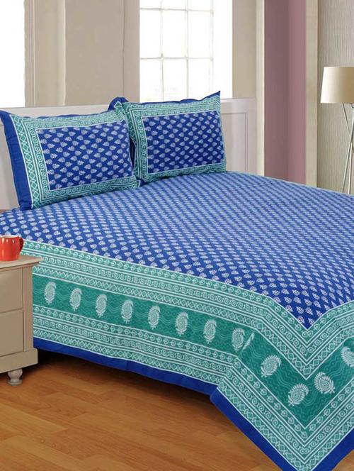 cotton jaipuri traditional double bedsheet with 2 pillwo cover - 10364362 - Very Small Image - 1