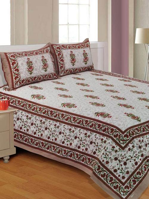 cotton jaipuri traditional double bedsheet with 2 pillwo cover - 10364364 - Very Small Image - 1