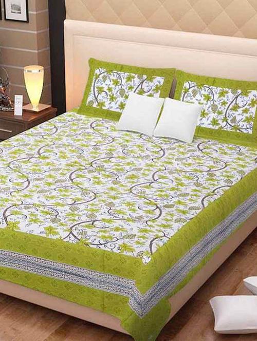 cotton jaipuri traditional double bedsheet with 2 pillwo cover - 10364371 - Very Small Image - 1