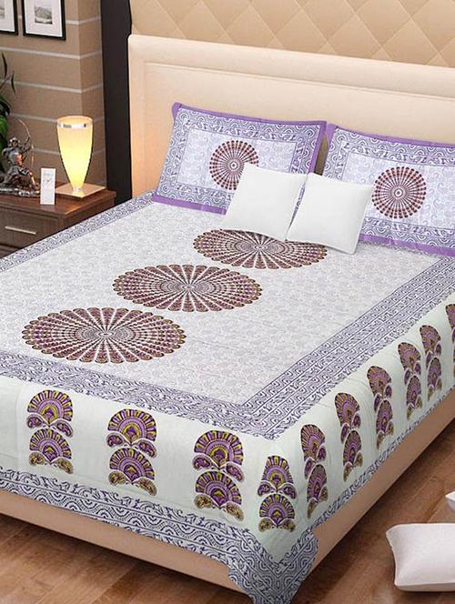 cotton jaipuri traditional double bedsheet with 2 pillwo cover - 10364395 - Very Small Image - 1