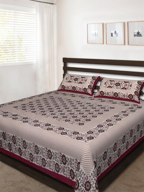 cotton jaipuri traditional double bedsheet with 2 pillwo cover - 10364408 - Very Small Image - 1