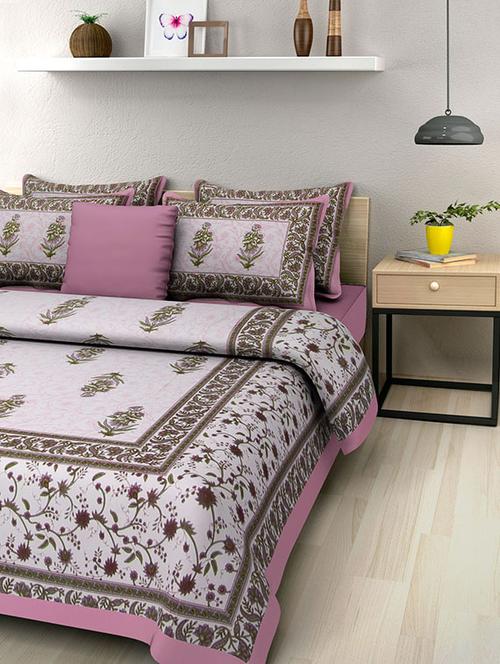 cotton jaipuri traditional double bedsheet with 2 pillwo cover - 10364448 - Very Small Image - 1